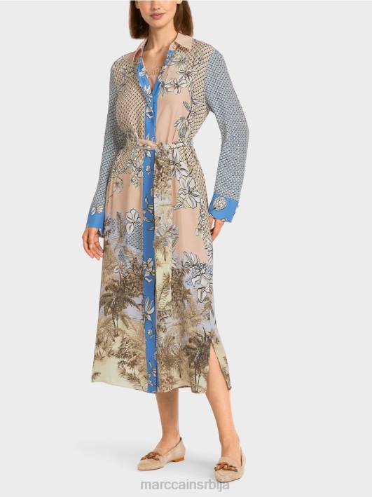 елегантна кошуља хаљина са мешавином узорака Marc Cain D688101 јарки тен одећу