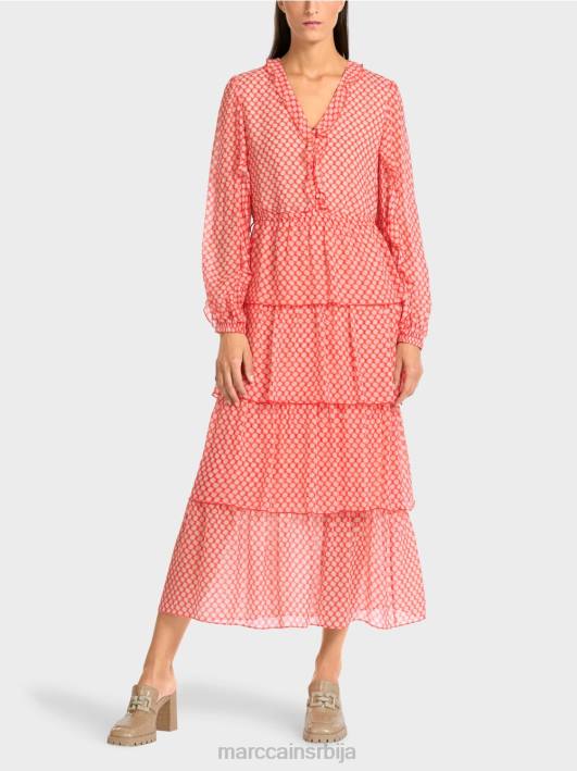 хаљина од волана у узорку на точкице Marc Cain D688110 мандарина одећу