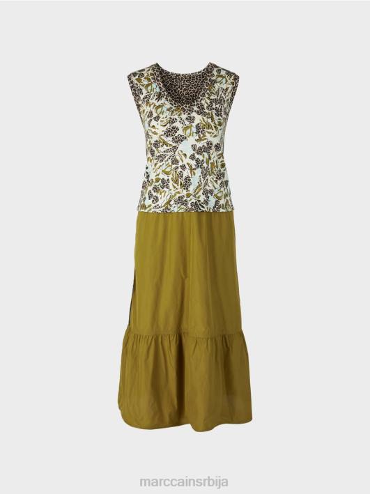 вишеслојна хаљина са мешавином стила и материјала Marc Cain D688113 мекани светларник одећу