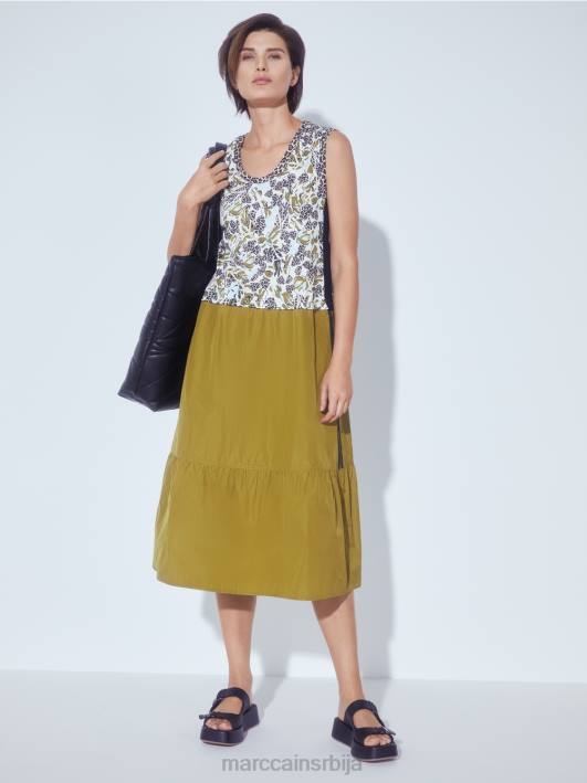 вишеслојна хаљина са мешавином стила и материјала Marc Cain D688113 мекани светларник одећу