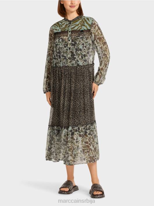 дуга хаљина са слојевима са мешавином узорака Marc Cain D688114 мекани светларник одећу