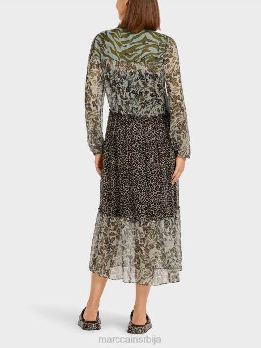 дуга хаљина са слојевима са мешавином узорака Marc Cain D688114 мекани светларник одећу