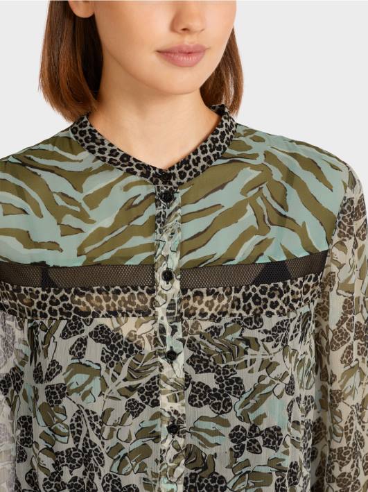 дуга хаљина са слојевима са мешавином узорака Marc Cain D688114 мекани светларник одећу