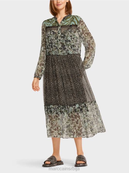 дуга хаљина са слојевима са мешавином узорака Marc Cain D688114 мекани светларник одећу
