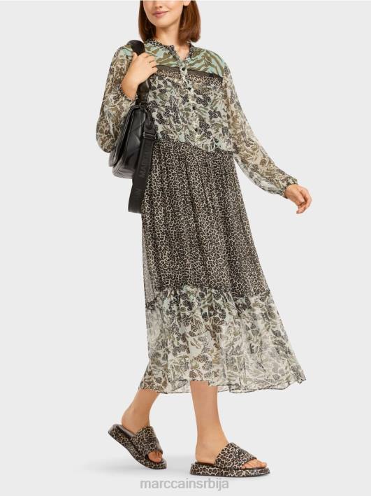 дуга хаљина са слојевима са мешавином узорака Marc Cain D688114 мекани светларник одећу