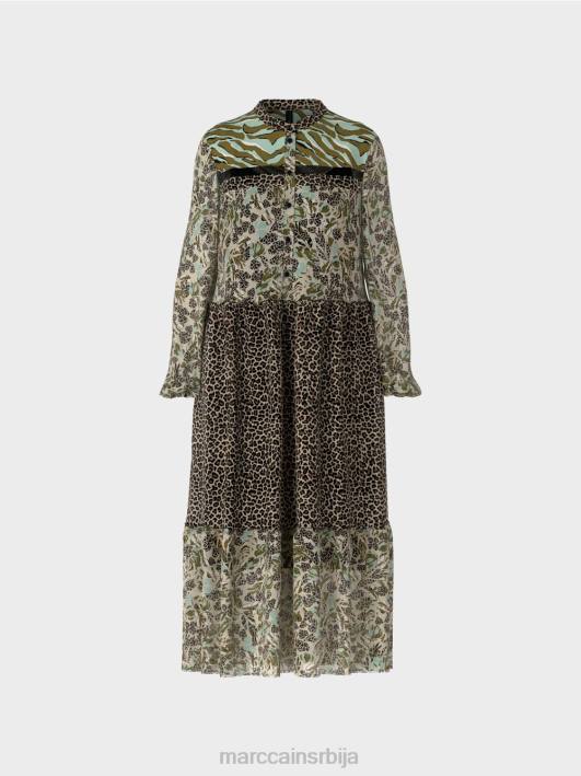 дуга хаљина са слојевима са мешавином узорака Marc Cain D688114 мекани светларник одећу