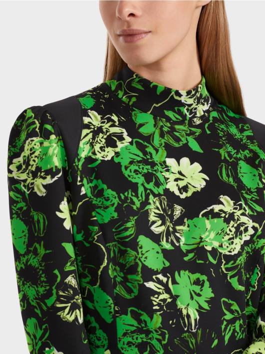 хаљина са балон рукавима Marc Cain D68811 тамно зелена јабука одећу