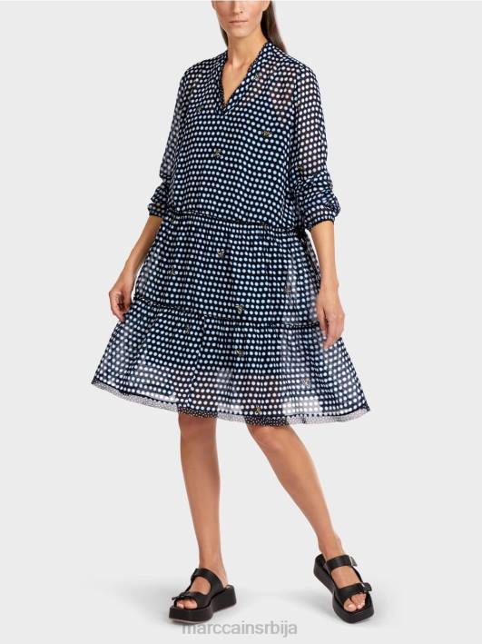 хаљина на точкице од вискозног крепа Marc Cain D688120 црн одећу