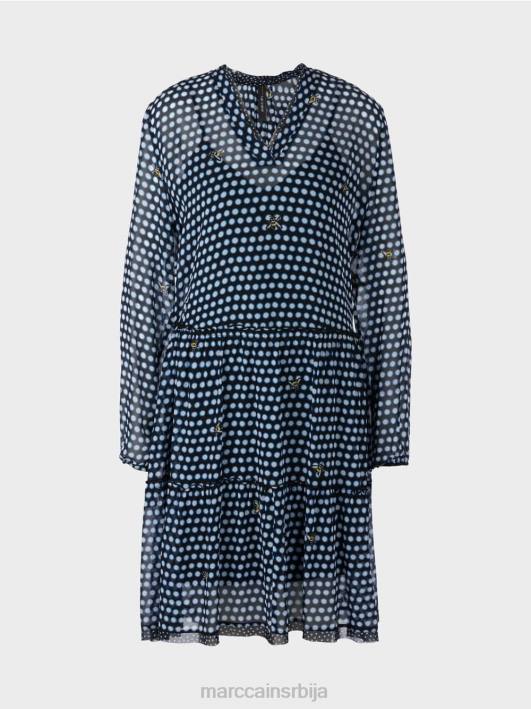 хаљина на точкице од вискозног крепа Marc Cain D688120 црн одећу
