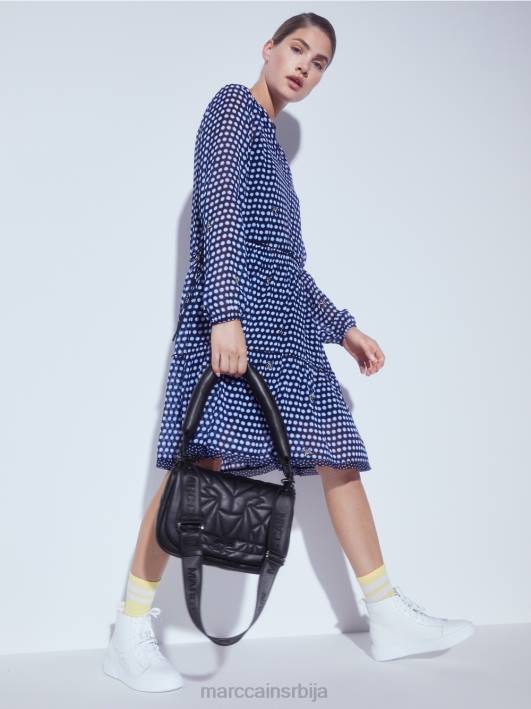 хаљина на точкице од вискозног крепа Marc Cain D688120 црн одећу