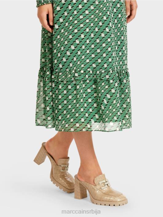 дуга хаљина са геометријским дизајном Marc Cain D688124 маховина зелена одећу