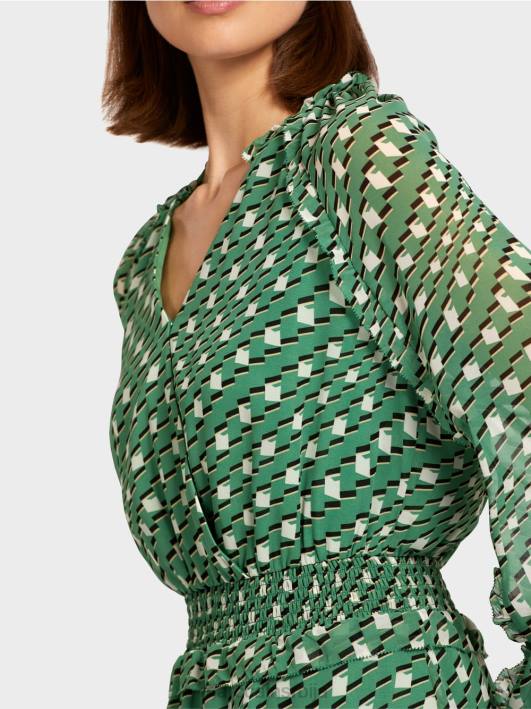 дуга хаљина са геометријским дизајном Marc Cain D688124 маховина зелена одећу