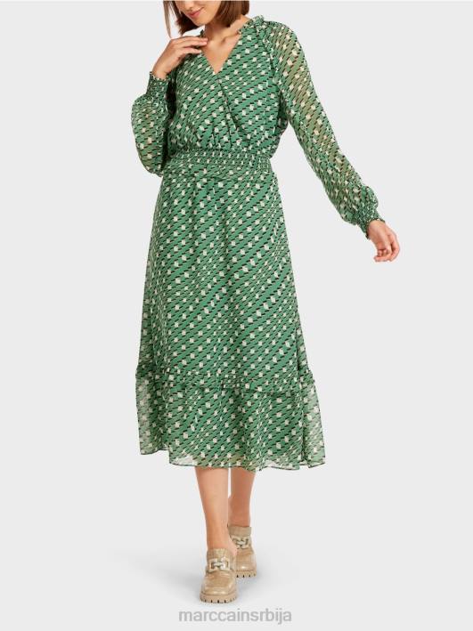 дуга хаљина са геометријским дизајном Marc Cain D688124 маховина зелена одећу