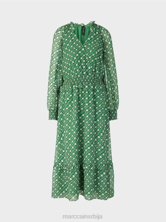 дуга хаљина са геометријским дизајном Marc Cain D688124 маховина зелена одећу