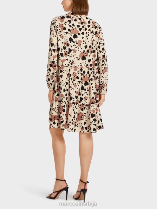 леопард хаљина са вишеслојним воланима Marc Cain D688125 цреме одећу
