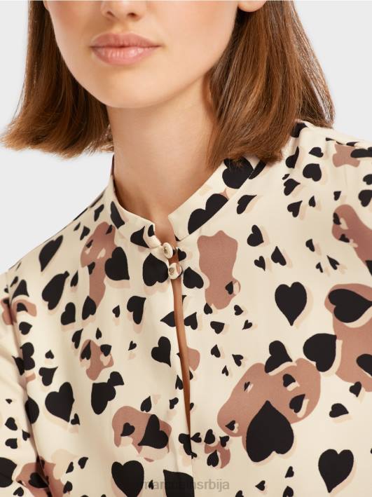 леопард хаљина са вишеслојним воланима Marc Cain D688125 цреме одећу