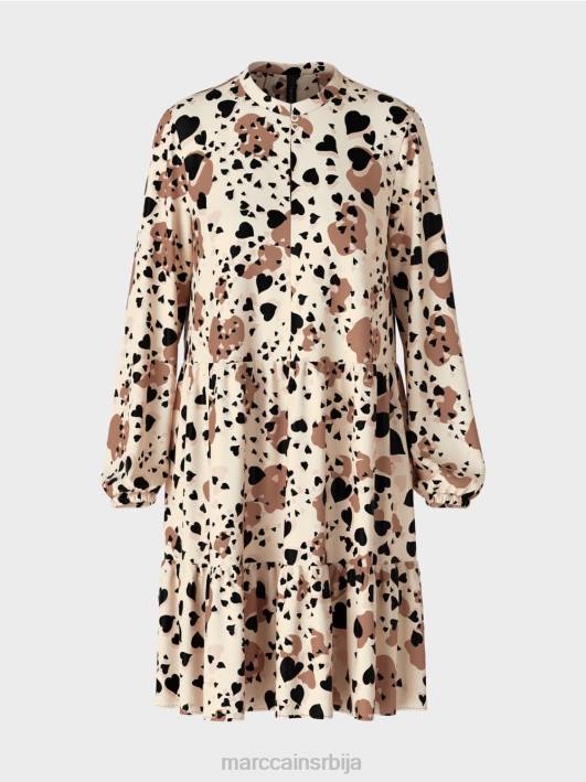 леопард хаљина са вишеслојним воланима Marc Cain D688125 цреме одећу