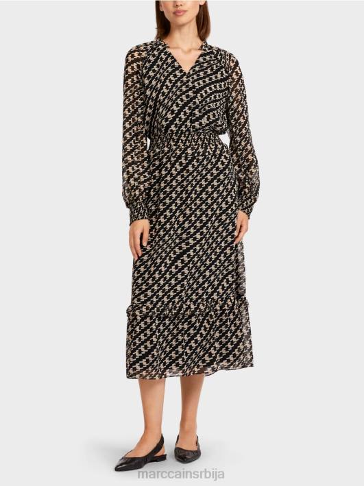 дуга хаљина са геометријским дизајном Marc Cain D688127 црн одећу