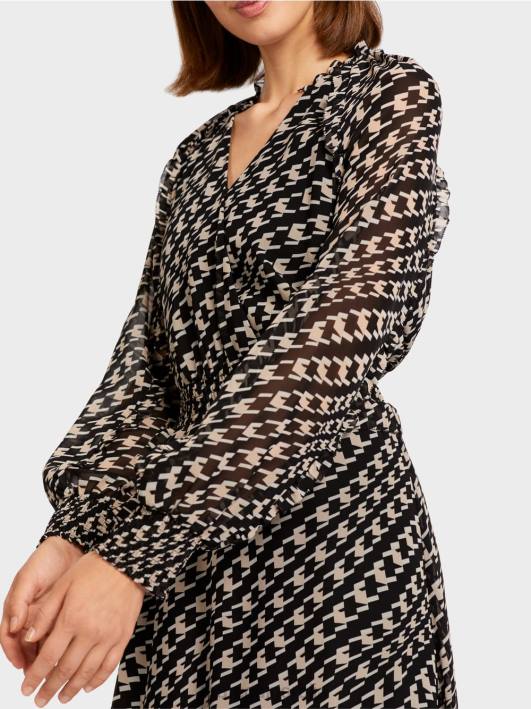 дуга хаљина са геометријским дизајном Marc Cain D688127 црн одећу
