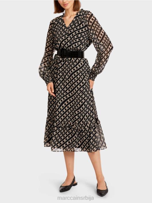 дуга хаљина са геометријским дизајном Marc Cain D688127 црн одећу