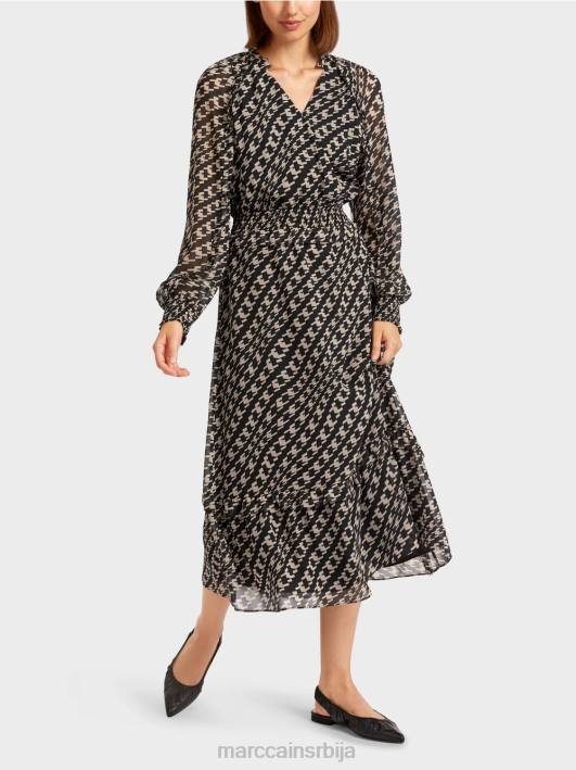 дуга хаљина са геометријским дизајном Marc Cain D688127 црн одећу