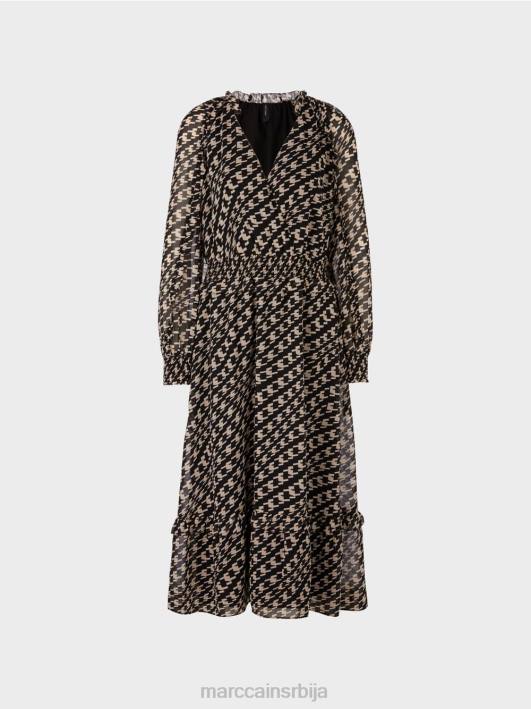 дуга хаљина са геометријским дизајном Marc Cain D688127 црн одећу