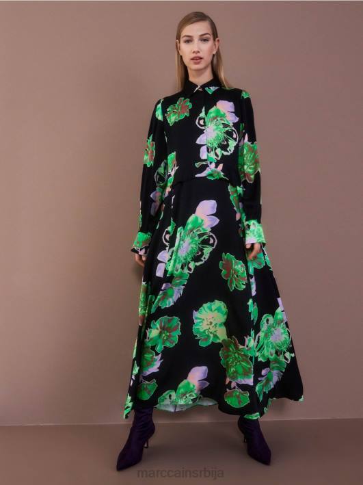 женствена хаљина са крагном Marc Cain D68812 црн одећу