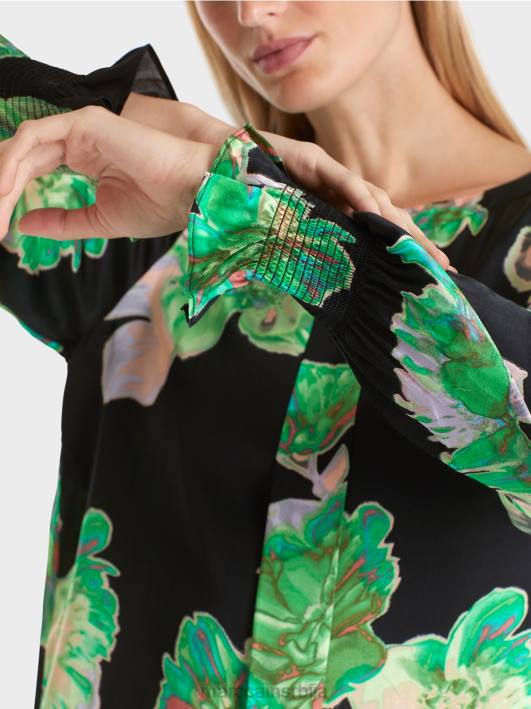 хаљина са цветним принтом Marc Cain D68813 црн одећу