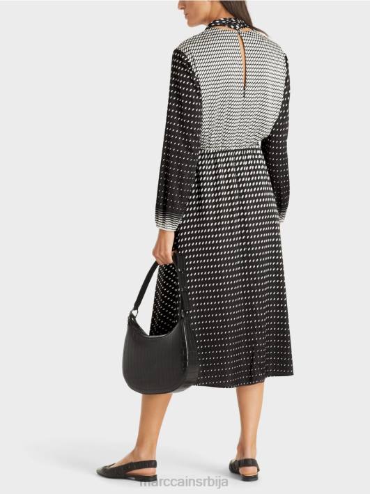 хаљина са мешавином узорака Marc Cain D688144 црн одећу
