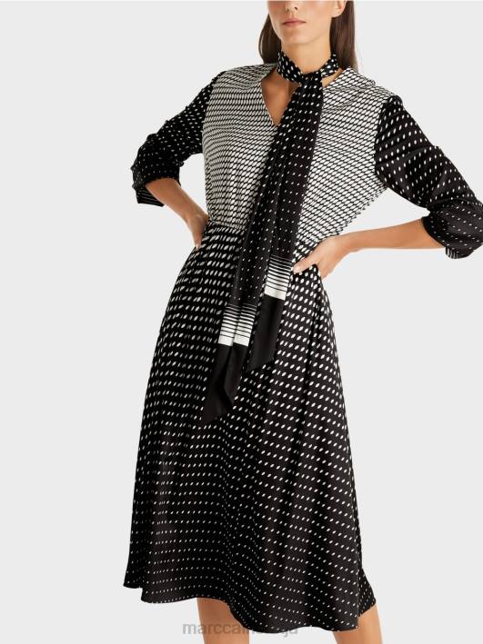 хаљина са мешавином узорака Marc Cain D688144 црн одећу