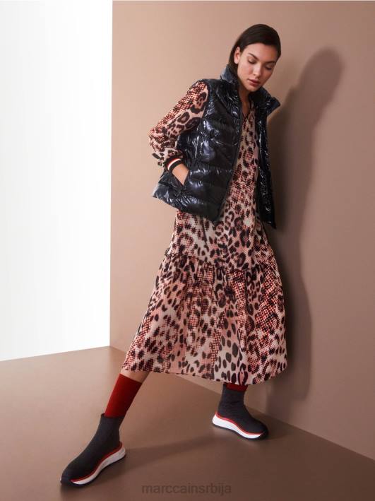дуга хаљина са принтом животињског крзна Marc Cain D68814 цампари одећу