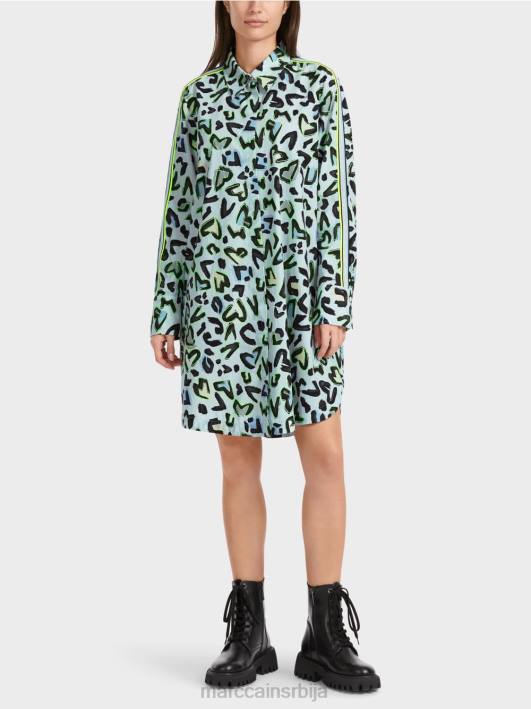 хаљина од кошуље са округлим изрезом "преиспитамо заједно". Marc Cain D68829 меки прах плаве боје одећу