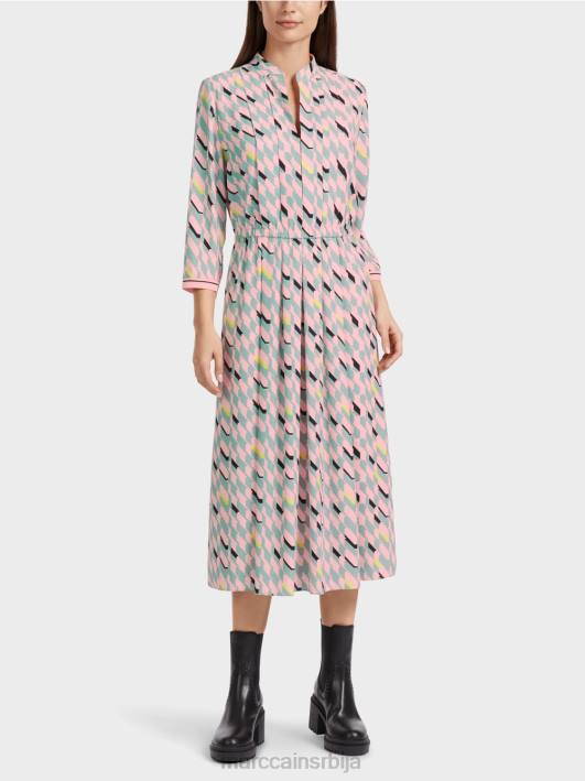 миди хаљина са детаљима набора Marc Cain D68835 тамно небо плаво одећу