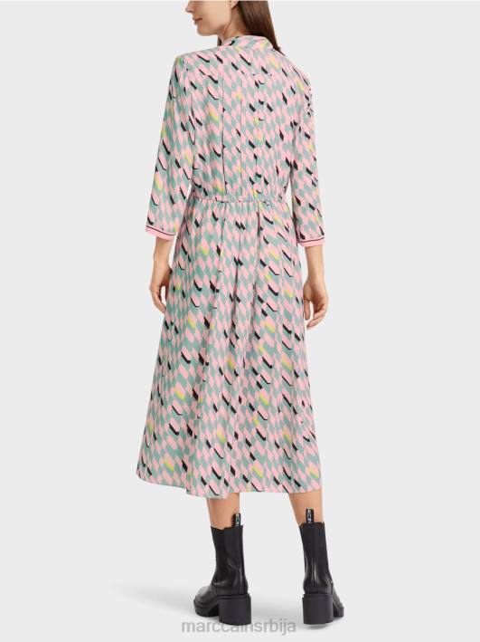 миди хаљина са детаљима набора Marc Cain D68835 тамно небо плаво одећу