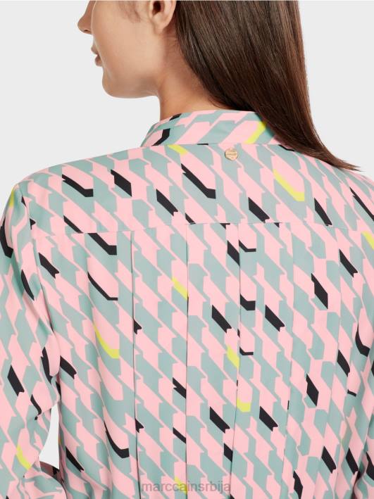 миди хаљина са детаљима набора Marc Cain D68835 тамно небо плаво одећу