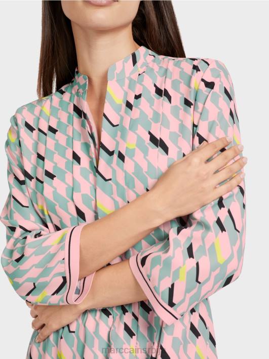 миди хаљина са детаљима набора Marc Cain D68835 тамно небо плаво одећу