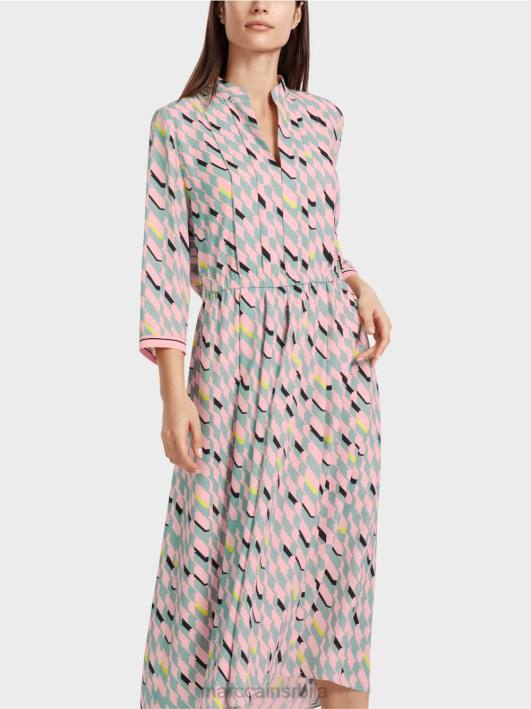 миди хаљина са детаљима набора Marc Cain D68835 тамно небо плаво одећу