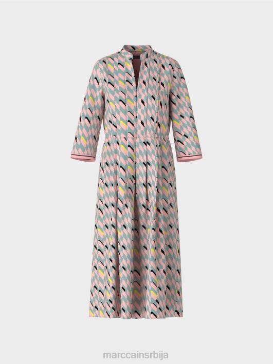 миди хаљина са детаљима набора Marc Cain D68835 тамно небо плаво одећу