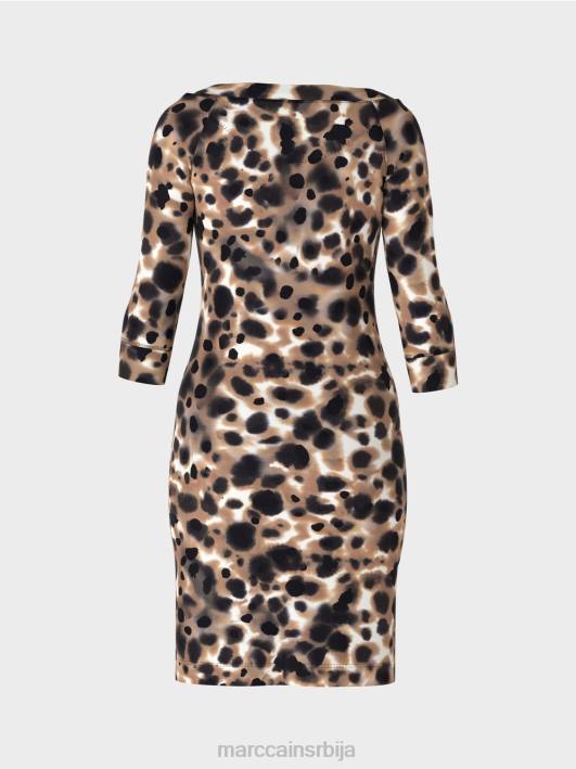 памучна растезљива хаљина Marc Cain D68849 лагана кафа одећу