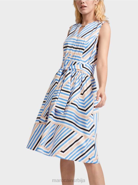 разиграна пругаста хаљина са мц логом Marc Cain D68851 азурно одећу