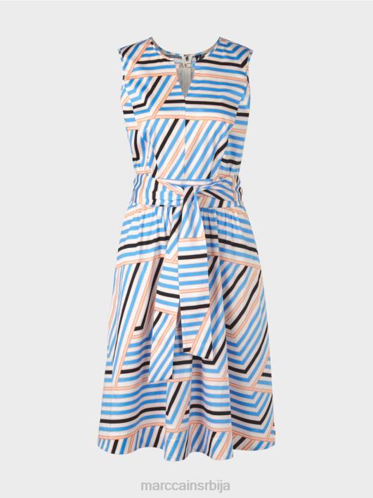 разиграна пругаста хаљина са мц логом Marc Cain D68851 азурно одећу