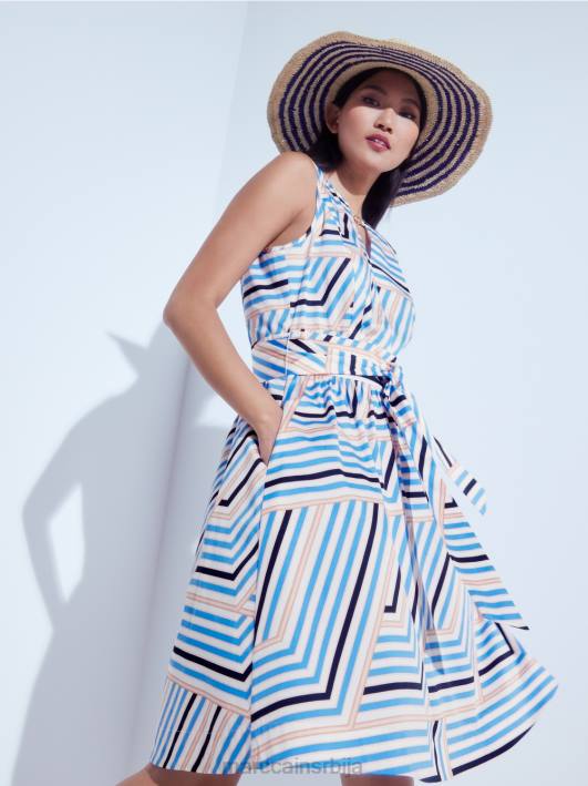 разиграна пругаста хаљина са мц логом Marc Cain D68851 азурно одећу