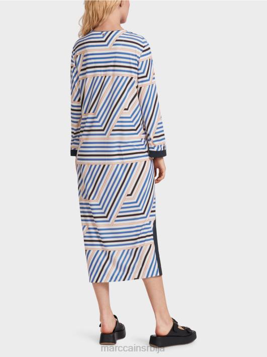 миди хаљина са асиметричним пругама Marc Cain D68852 азурно одећу