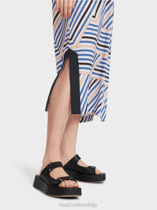 миди хаљина са асиметричним пругама Marc Cain D68852 азурно одећу