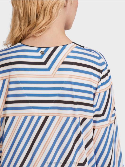 миди хаљина са асиметричним пругама Marc Cain D68852 азурно одећу