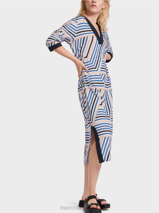 миди хаљина са асиметричним пругама Marc Cain D68852 азурно одећу