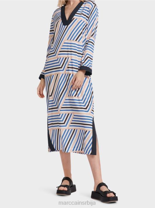 миди хаљина са асиметричним пругама Marc Cain D68852 азурно одећу