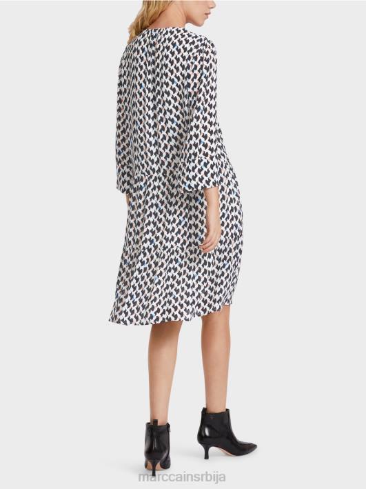 штампана хаљина са воланима Marc Cain D68853 поноћно плава одећу