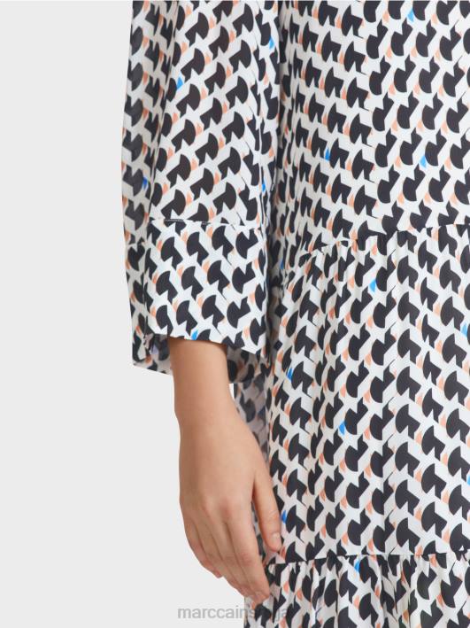 штампана хаљина са воланима Marc Cain D68853 поноћно плава одећу