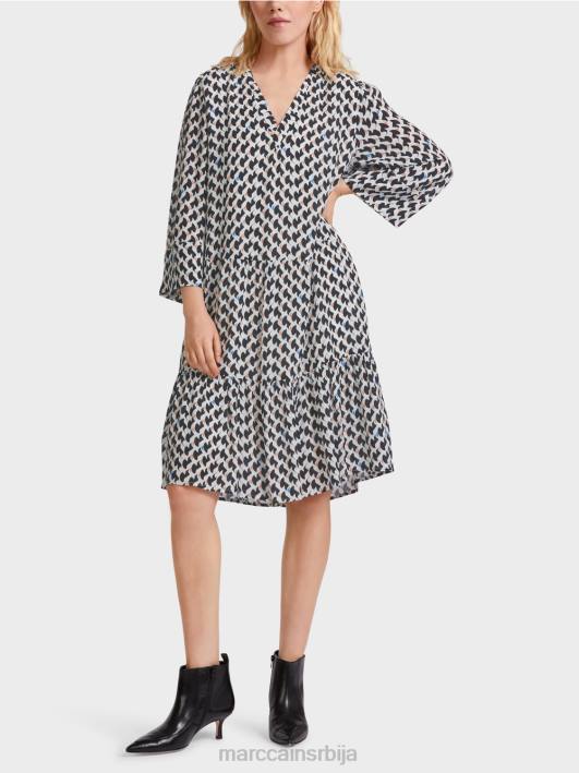 штампана хаљина са воланима Marc Cain D68853 поноћно плава одећу